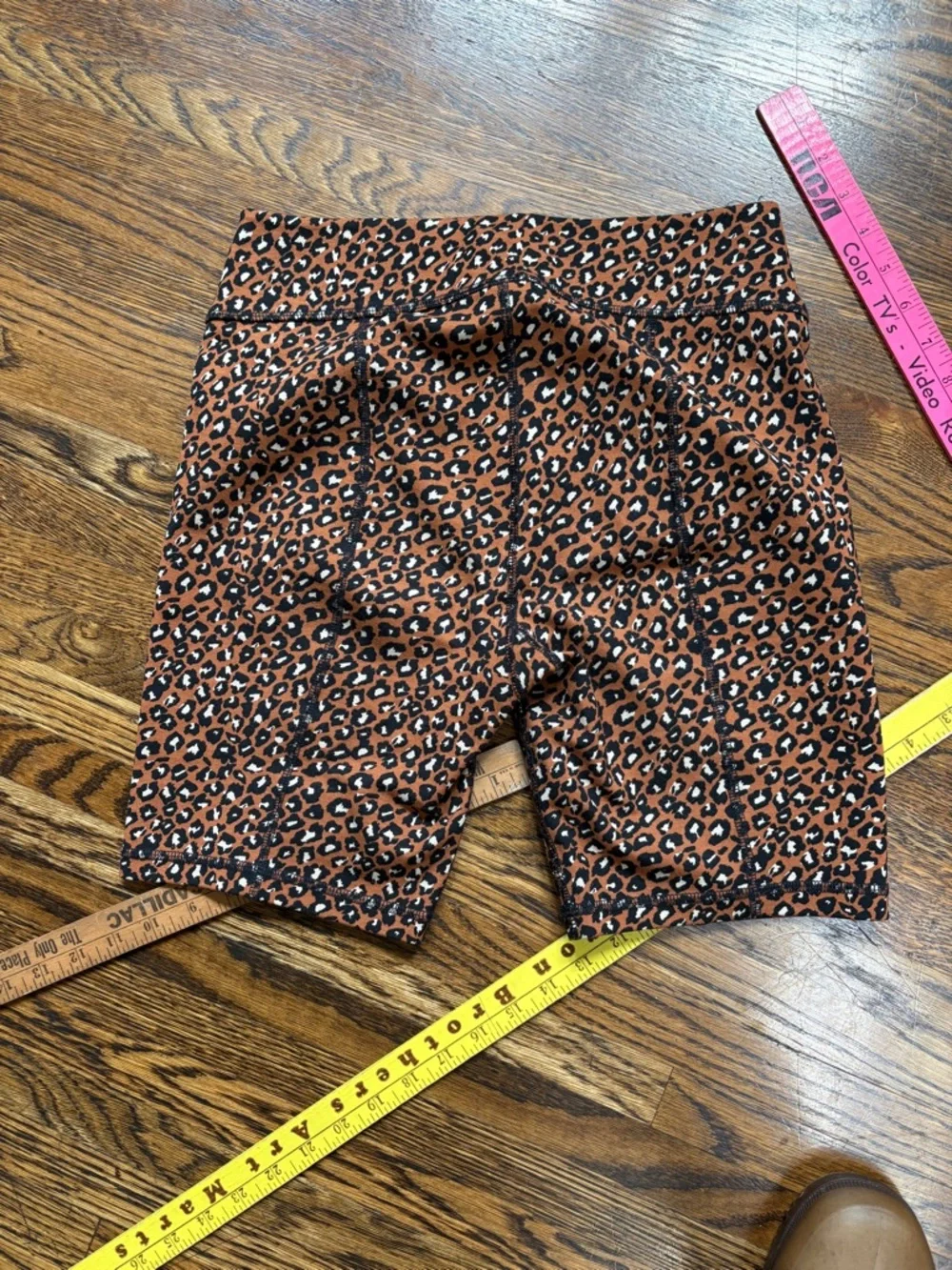Free People zip front leopard stretch jersey bike shorts size s